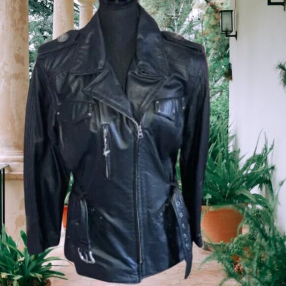 Vintage Authentic Harley Davidson Leather Biker Moto Jacket Fall Riding Size M - Picture 5 of 16